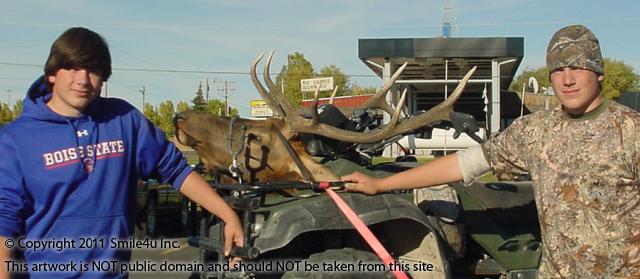 A huge elk rack these nice young hunters had just packed out of Wild Horse in Elko County, Nevada - a hunters paradise!